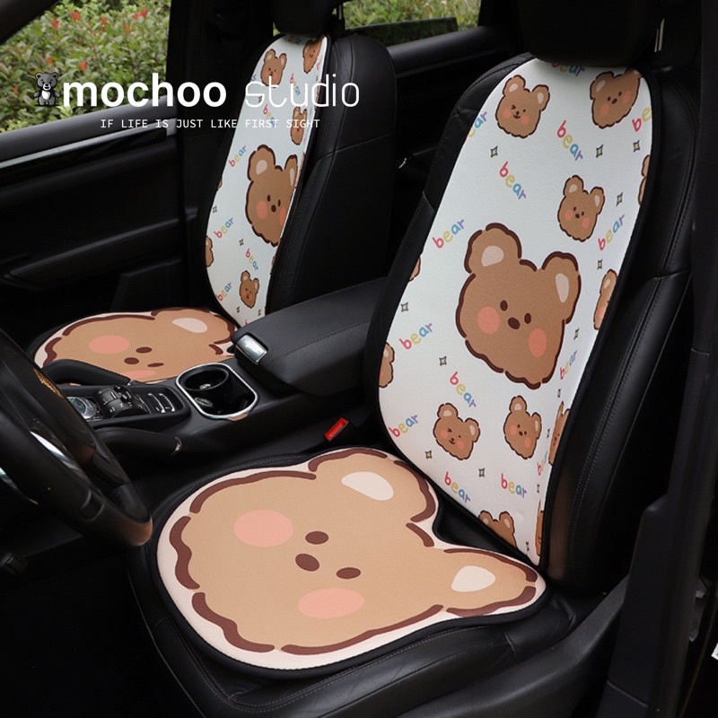 Tấm Lót Ghế Điều Hoà Oto INS Hoạt Hình Dễ Thương Cute Bear Phụ Kiện Trang Trí Xe Hơi Cao Cấp