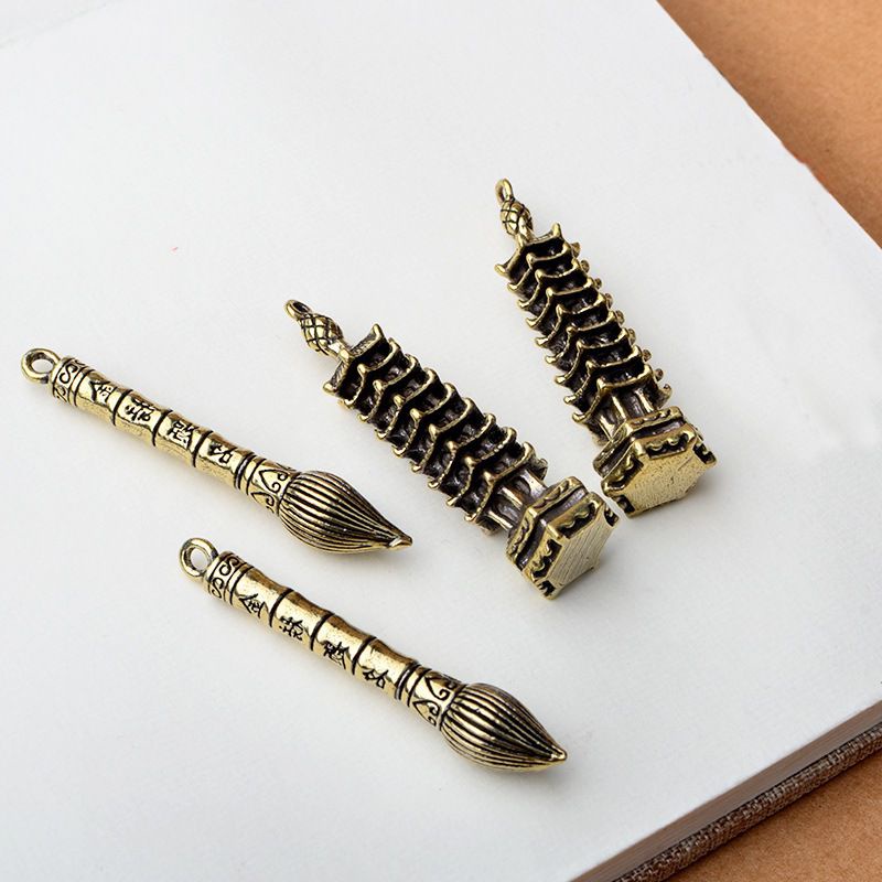 Tháp văn xương, Bút văn xương tượng đồng phụ kiện tiểu cảnh trang trí bonsai móc khóa