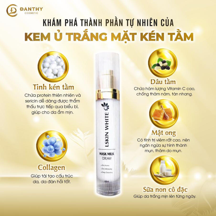 Ủ Trắng Da Kén Tằm LSKIN WHITE Trắng Hồng Da Mặt