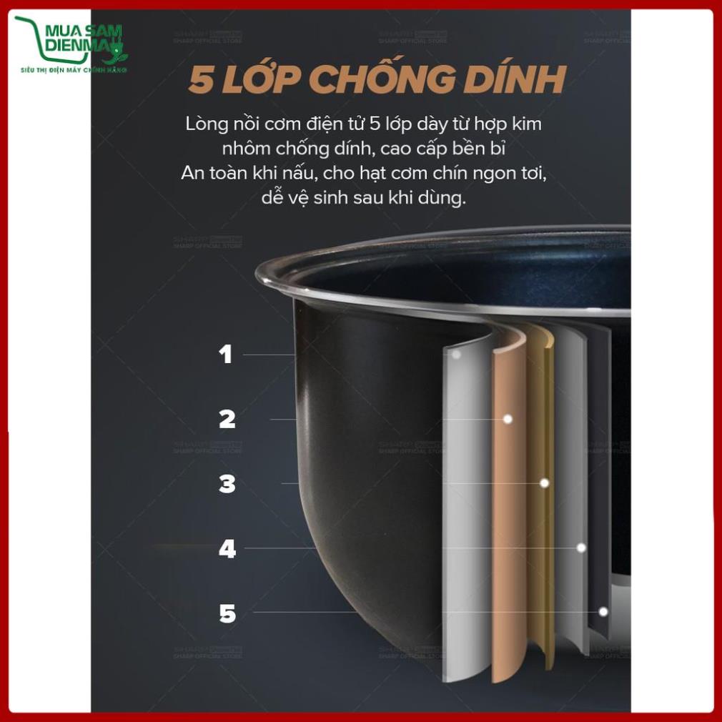 Nồi cơm điện Sharp KS-COM100DV-WH 1L 790W Mini Đa Năng Hẹn Giờ Mâm Nhiệt 3D Hàng Chính Hãng
