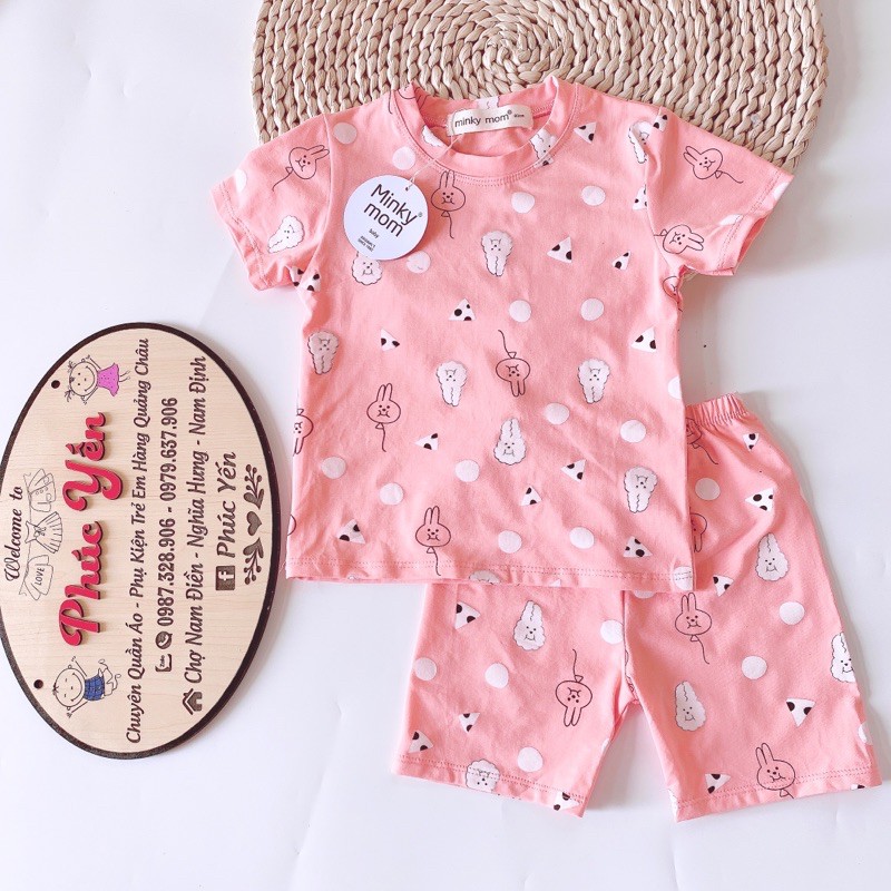 Bộ Cộc Tay Cotton Hàng Minky Mom In Toàn Thân Thỏ-Ngựa Trắng Cho Bé (9-18kg) (SP001380)