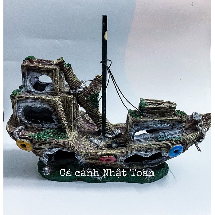 TÀU THUYỀN TRANG TRÍ HỒ CÁ NON BỘ 30X6X27CM