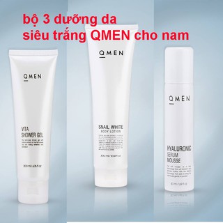 Bộ 3 Siêu Dưỡng Trắng Da Cho Nam QMEN Body Lotion+ Sữa Tắm Showergel+Serum Huyết Thanh Mousse