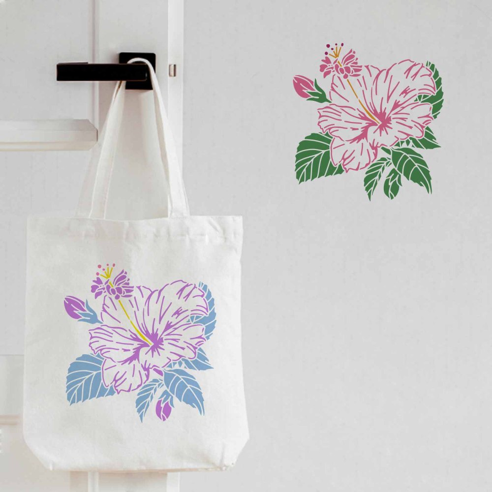1 Khuôn Vẽ Hibiscus Hình Vuông Bằng Nhựa