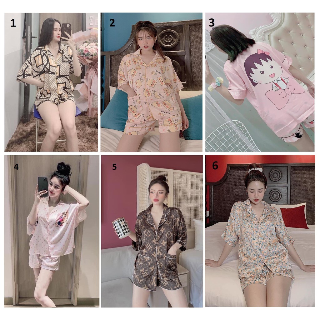 Đồ Bộ Lụa Latin Tay Cánh Dơi Quần Đùi