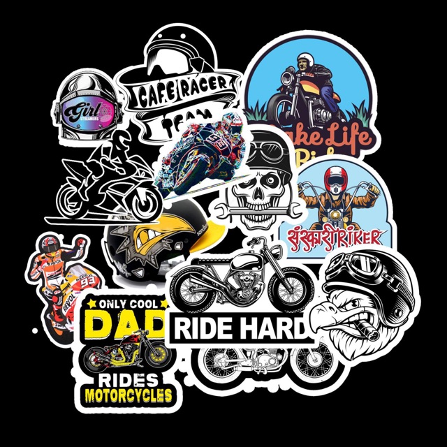 Set 30-50 cái sticker xe các loại ép lụa / hình dán motocycle