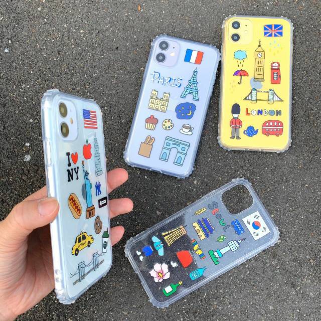 Dễ Thương Ốp Điện Thoại Dẻo Trong Suốt Họa Tiết Logo Paris Seoul London Độc Đáo Cho Iphone 7 + / 8 + / X / Xs / Max / Xr / 11 / Pro / Max