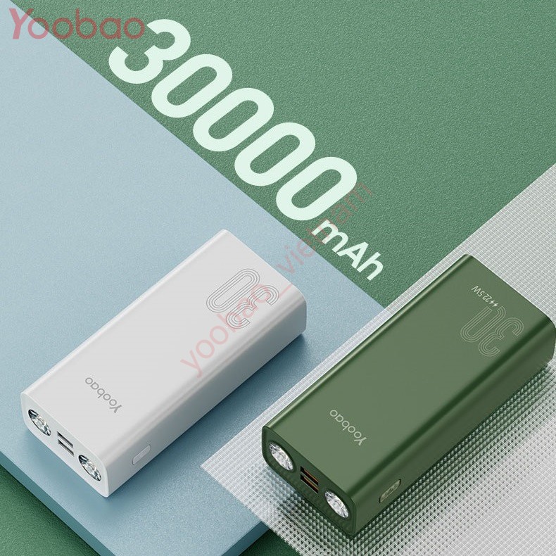 Sạc Dự Phòng Yoobao 30000mAh Sạc Nhanh 2 Chiều Có Đèn Pin Chiếu Sáng Công Suất Lớn - YOOBAO L30Q