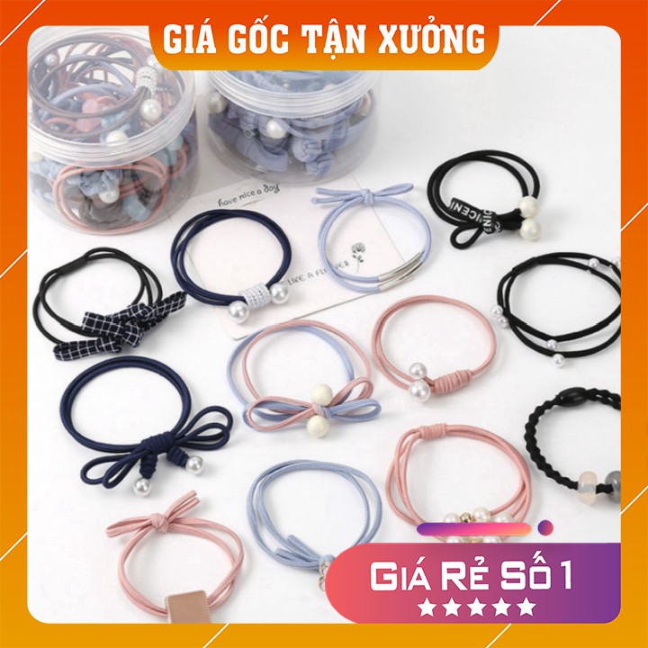 Dây buộc tóc ♥️FREESHIP♥️ Set 12 dây buộc tóc mềm Hàn Quốc kèm hộp, Hot Trend