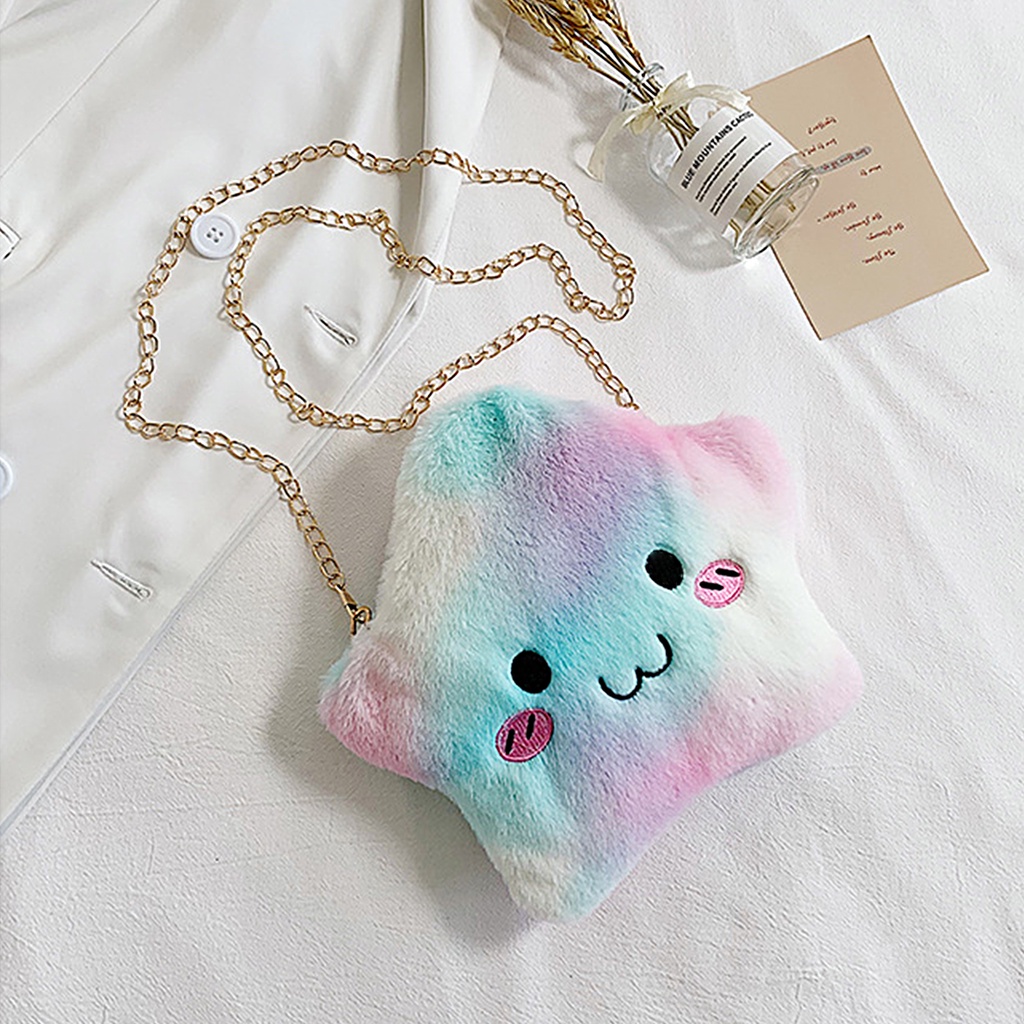 Túi Đeo Chéo Hình Ngôi Sao Vải Lông Xinh Xắn Xắn Thời Trang Cho Nữ