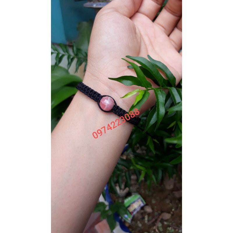 Vòng tay hạt đá hồng đào hoa
