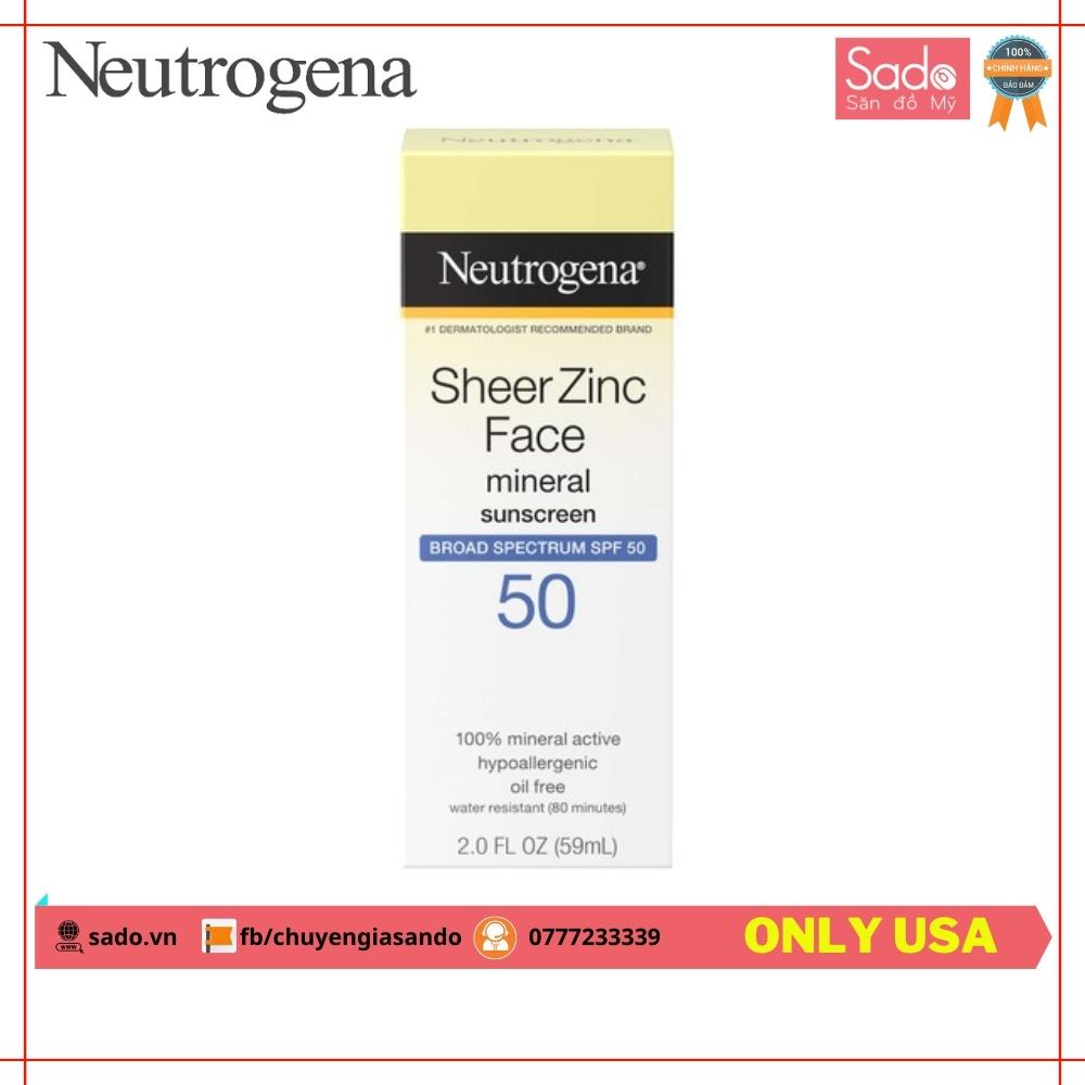 Kem Chống Nắng Neutrogena Sheer Zinc Face Dry-Touch Sunscreen Broad Spectrum SPF 50 (59mL)