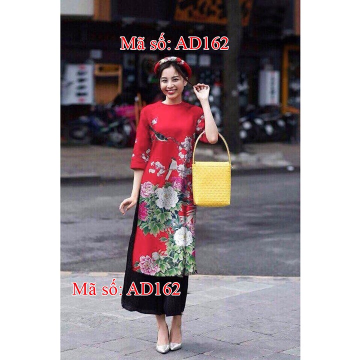 CÓ SIZE LỚN 4XL Set Áo Dài Cách Tân cổ tròn tay lỡ in 3D họa tiết AD162
