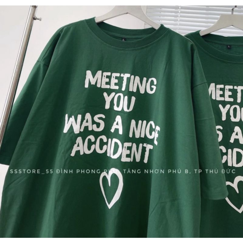 Áo Thun Tay Lỡ Meeting You Trái Tim -CAMNHUNG Áo Thun Nam Nữ Unisex Hot Hit