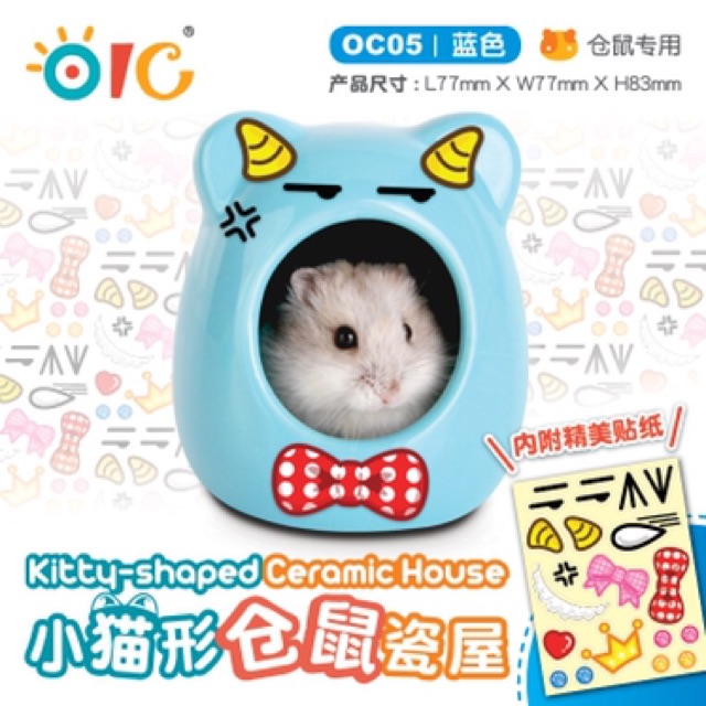 Nhà sứ mèo cho hamster, kèm ticker dán. Nhà ngủ sứ OIC