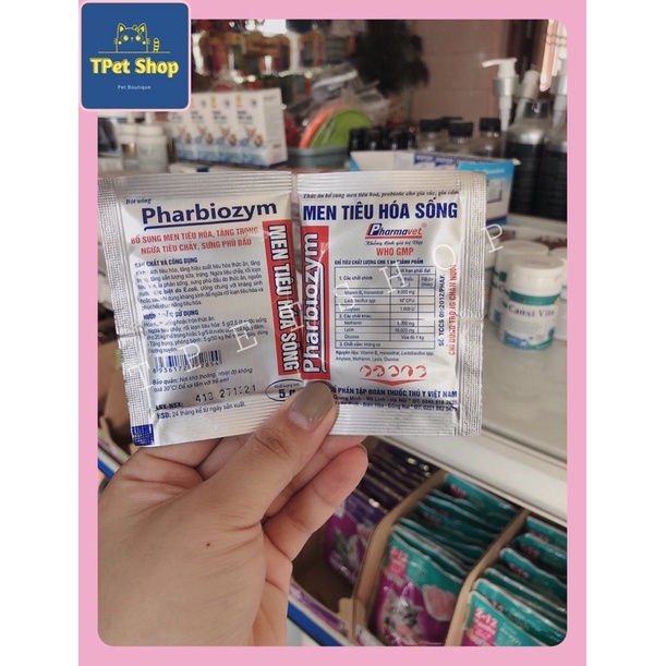 Men tiêu hóa sống Pharbiozym cho chó mèo lẻ 1 gói