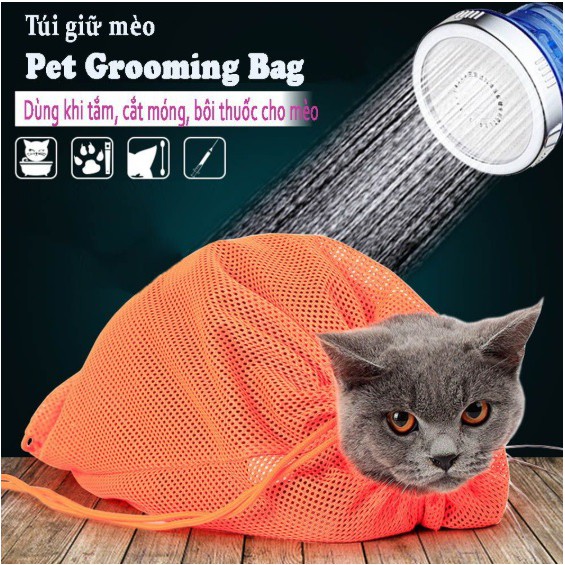 ❤❎(size to)(Y02)  Túi Lưới Đa Năng Hỗ Trợ Tắm Chó Mèo - Cắt Móng Vệ Sinh Tai Grooming Chó Mèo