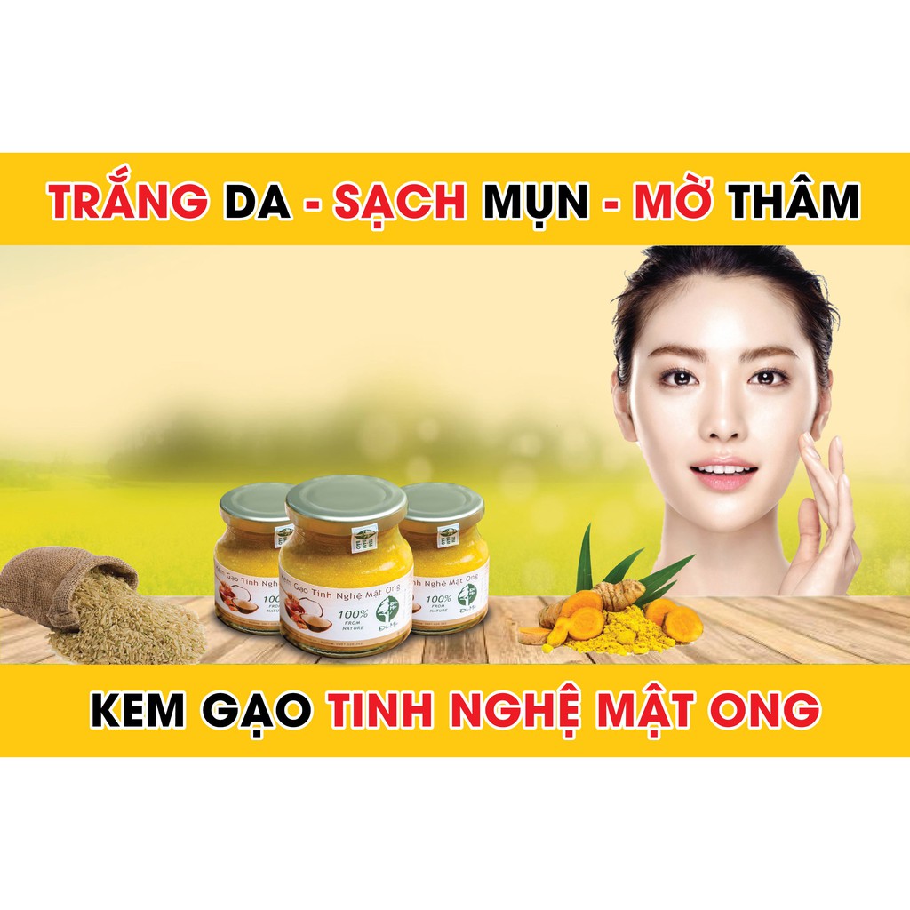 (Tặng sữa rửa mặt gạo thái lan) Kem gạo tinh nghệ mật ong Độc Mộc + Làm đep tự nhiên + Dưỡng trắng da