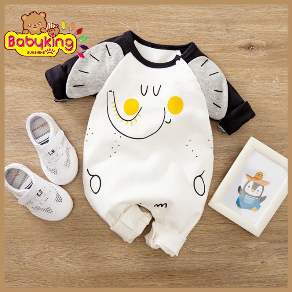 BodySuit,áo liền quần dễ thương dài tay kiểu con voi cho bé (2359), cotton 100%,thương hiệu Aiueo Nhật Bản.