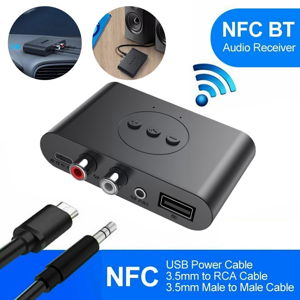 Thiết Bị Thu Bluetooth B21 Tích Hợp NFC Bộ điều hợp không dây âm thanh nổi với Mic Cho Loa Và Amply Hỗ Trợ Cổng 3.5mm, AV, USB