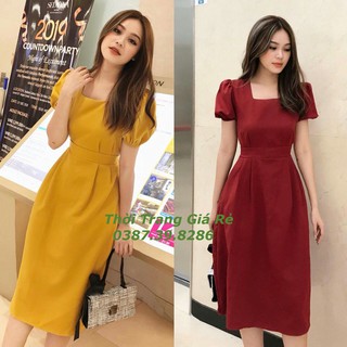 ĐẦM CỔ VUÔNG TAY PHỒNG