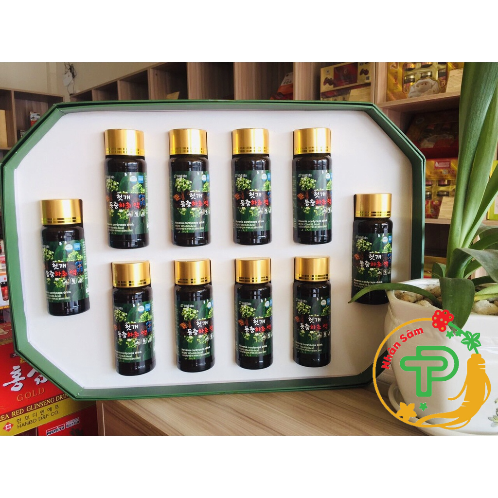 Nước uống Bổ Gan, Giải Độc Gan Đông Trùng Hạ Thảo Hộp 10 chai x 100ml - Hàng chính hãng Hàn Quốc