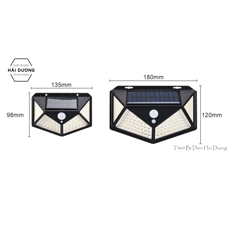 Đèn led đa giác cảm biển hồng ngoại năng lượng mặt trời (100/114 mắt led)