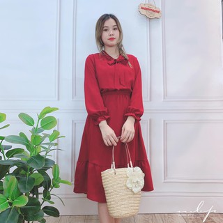 Đầm cổ nơ đuôi cá