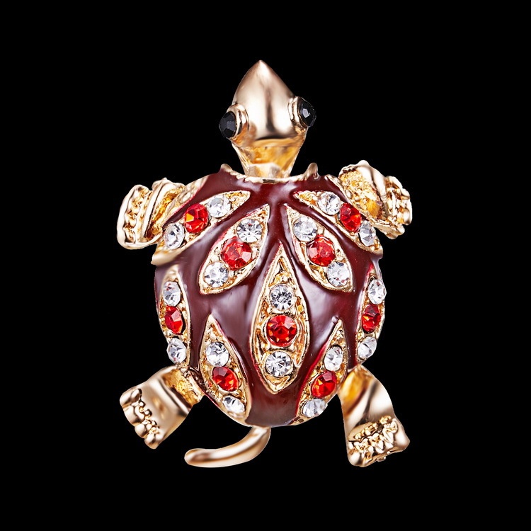 Trâm cài áo hình chú rùa đính đá dễ thương