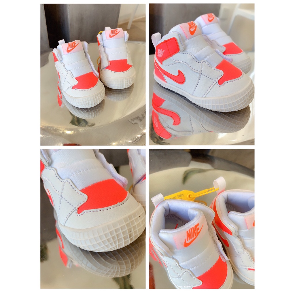 276*hàng Có Sẵn * Giày Nike Air Jordan1 AJ1 Cổ Cao Hở Ngón Màu Đen Làm Quà Tặng Cho Bé Từ 4-12 Tháng