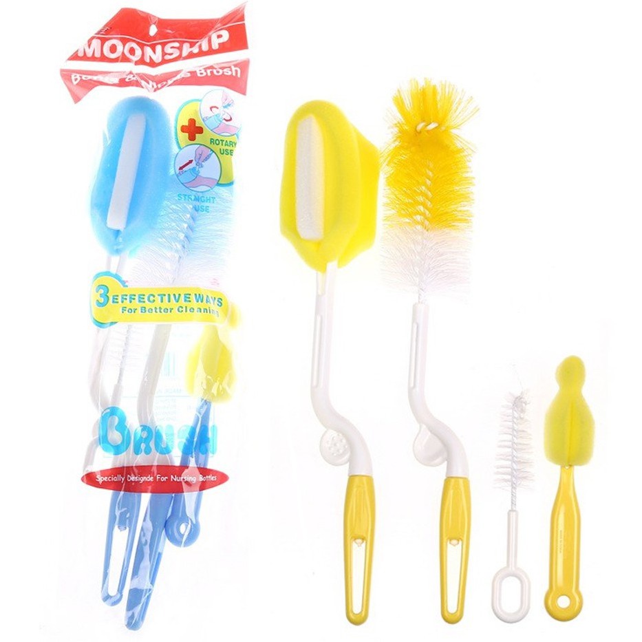 Bộ Cọ Rửa Bình Sữa Núm Ti 5 Chi Tiết tay Cầm xoay 360 Độ