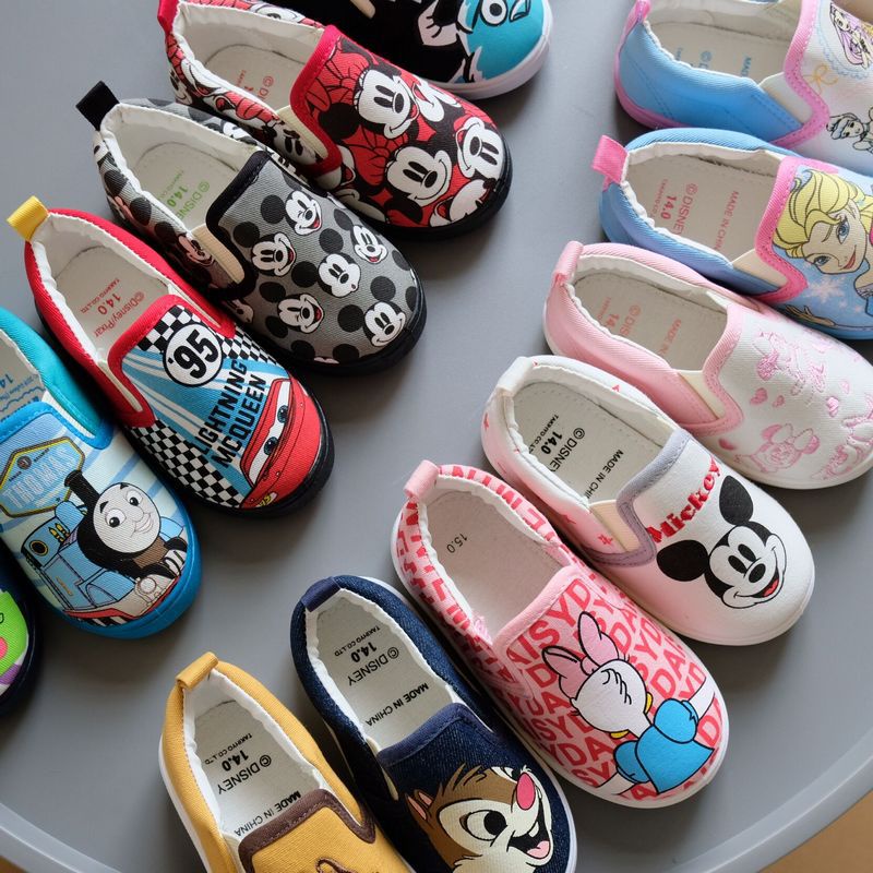 DISNEY Gp1 Giày Lười Vải canvas Đế Bằng Chống Trượt In Hình Chuột mickey Cho Bé pg1