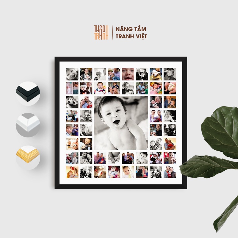 Khung Kèm Ảnh 40x40cm Ghép Hình Vuông Lưu Niệm Độc Đáo Thảo Tranh