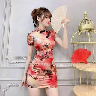 VÁY SƯỜN XÁM HỌA TIẾT HOA LÁ PHÙ HỢP CHỤP ẢNH VÀ ĐI CHƠI LỄ TẾT, DẠO PHỐ THỜI TRANG NỮ VALKYRIE SXD70