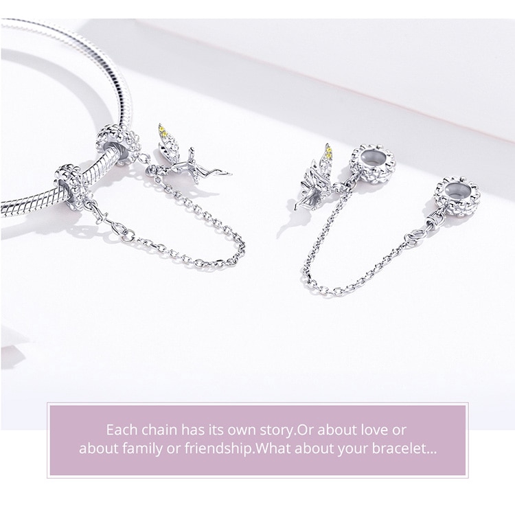 Hạt phụ kiện Bamoer bạc 925 hình tiên nữ dễ thương độc đáo