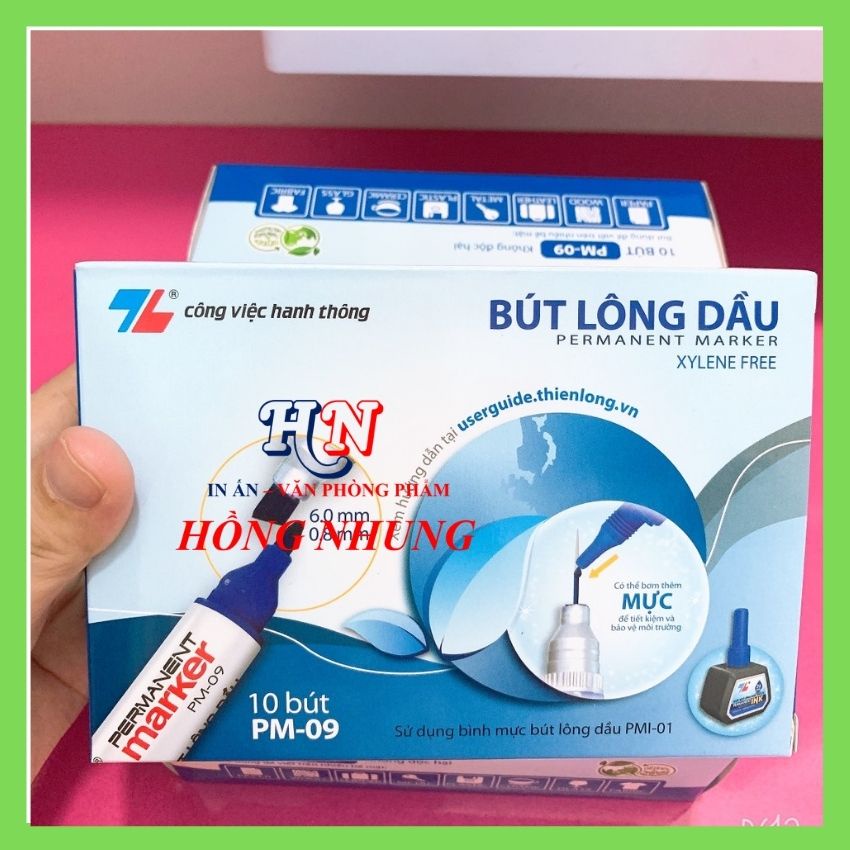 [Bán chạy] Com Bo 10 Bút Lông Dầu Thiên Long PM-09, Màu Mực Tươi Sáng, Viết Êm