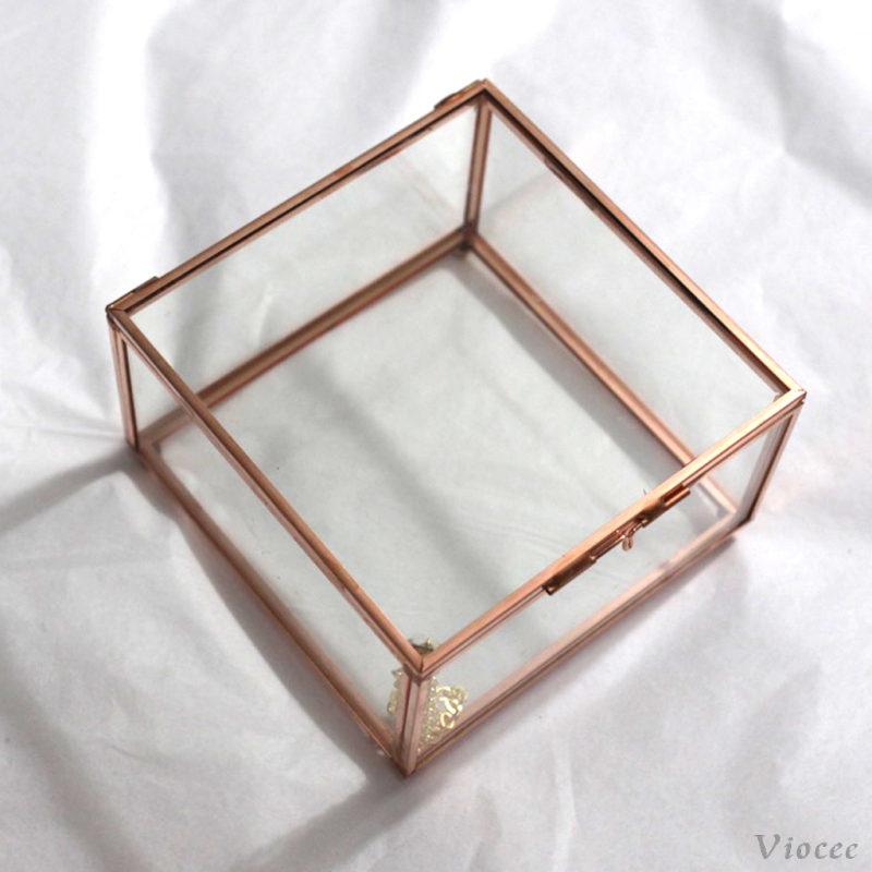 Modern Clear Glass Cuboid Geometric Terrarium Jewelry Box Succulent Plants Box