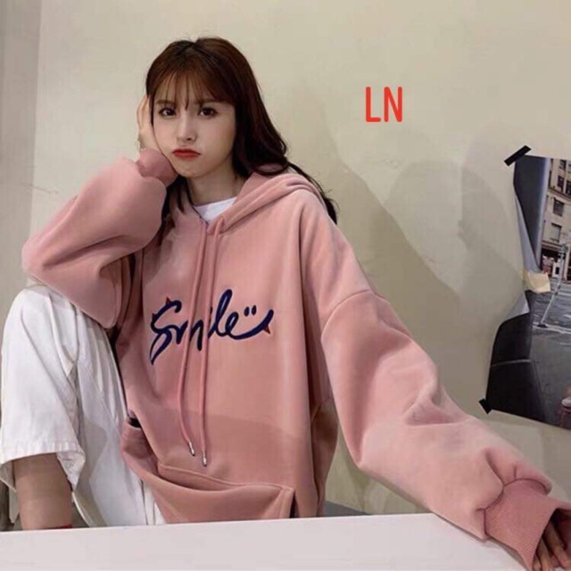 Áo hoodie Smiler” chữ ngực LNG1019