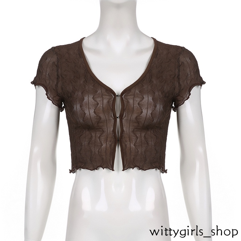 Wittygirls-áo Croptop Ren Trong Mờ Hở Rốn Gợi Cảm Thời Trang Mùa Hè Cho Nữ