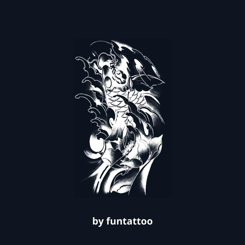 Hình Xăm Tạm Thời Cánh Tay Nhật Cổ Cá Chép V24 Kéo Dài 15 Ngày