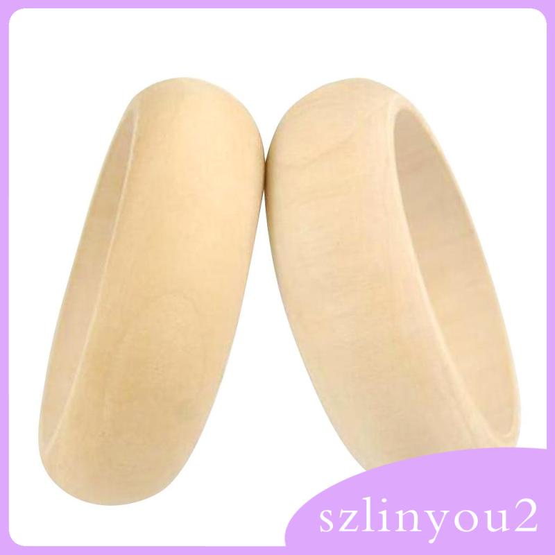 Set 2 Vòng Tay Gỗ Trơn Chưa Hoàn Thiện Cho Nữ