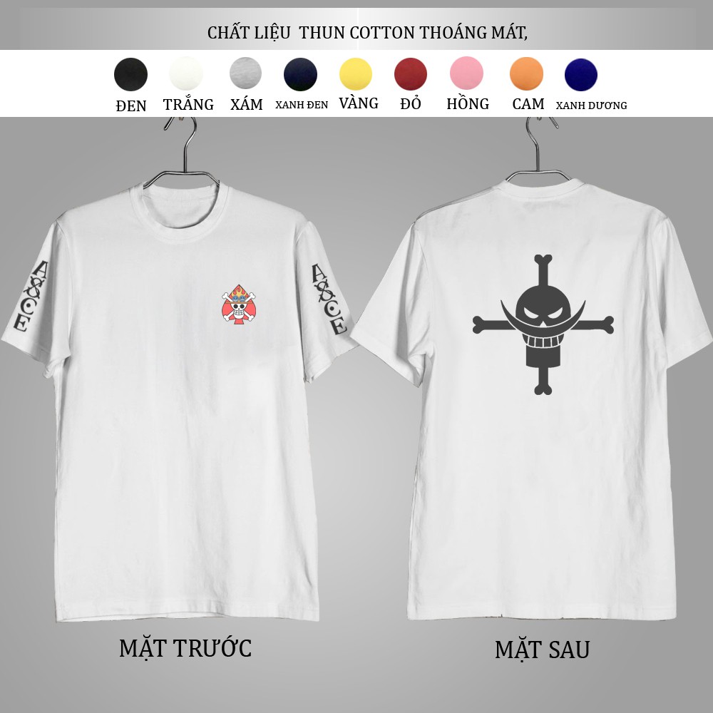 Áo thun Onee Piecee A C E , áo phông nam - nữ Tay ngắn cổ tròn nhiều màu, nhiều size cá tính, năng động