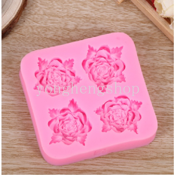 Khuôn Làm Bánh / Sô Cô La / Xà Phòng Hình Hoa Hồng 3D Bằng Silicone DIY