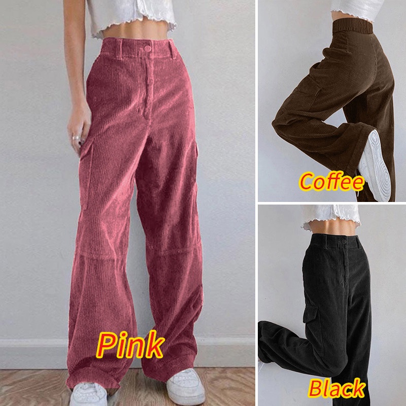 Quần dài ZANZEA ống rộng lưng cao màu trơn thời trang cho nữ