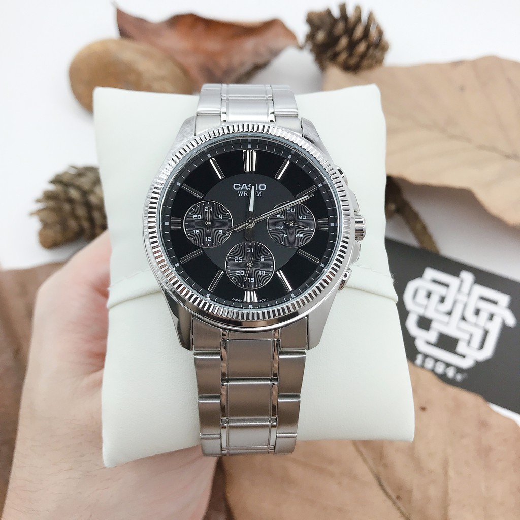 Đồng hồ nam Casio MTP-1375 / MTP-1375D-1A dây thép không gỉ, chống nước 50m, size 42mm, hàng chính hãng