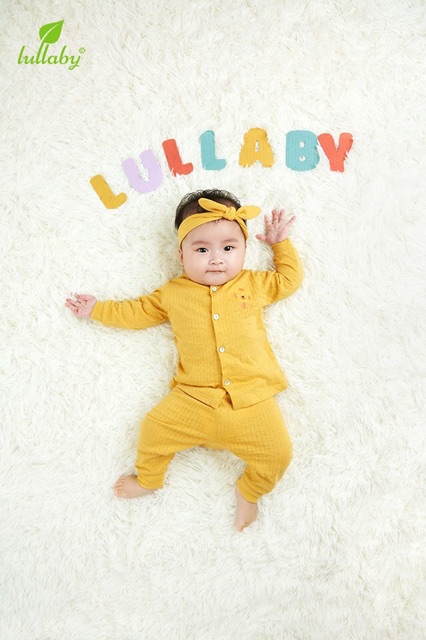 Bộ Dài Tay Cúc Giữa Vân Sọc LULLABY Cực Yêu Cho Bé (4 Màu)