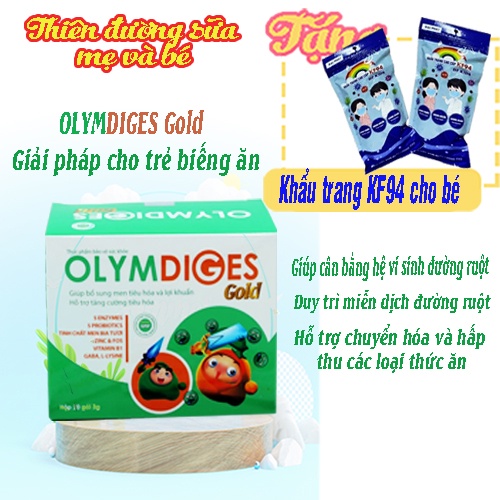 Cốm Olymdiges Gold hộp 20 gói giúp cải thiện biếng ăn suy dinh dưỡng sau 1 đợt sử dụng