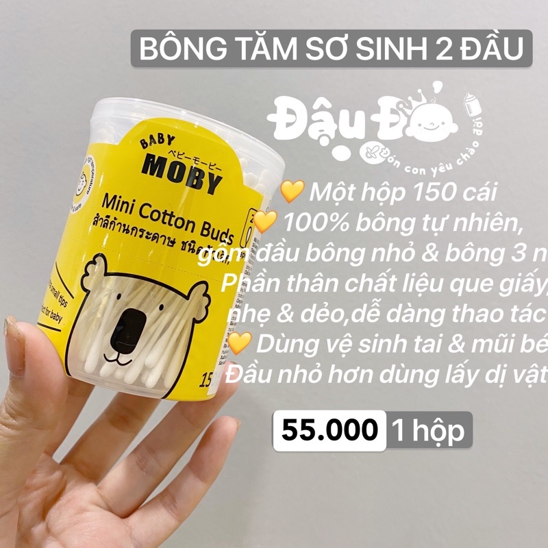 Bông tăm hai đầu Moby. Hộp 150c