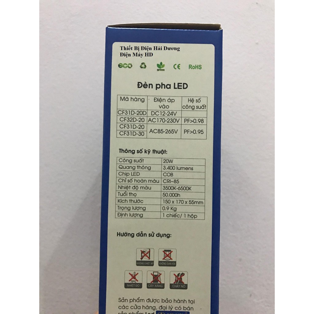 Đèn Pha Led Lumen LF01D-20 dùng Hạt Led 20W - BH 3 năm