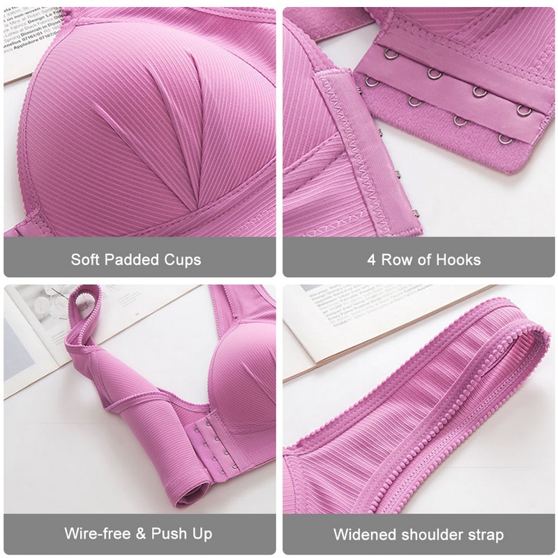 Áo ngực AOWEINISI không gọng có khóa cài phía trước dáng mỏng nâng ngực thời trang quyến rũ dành cho nữ